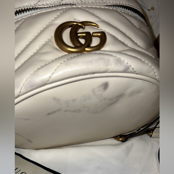 Gucci GG MARMONT MINI TOP HANDLE BAG Backpack BeigeLeather/Mini Backpack/Bag - Picture 9 of 15
